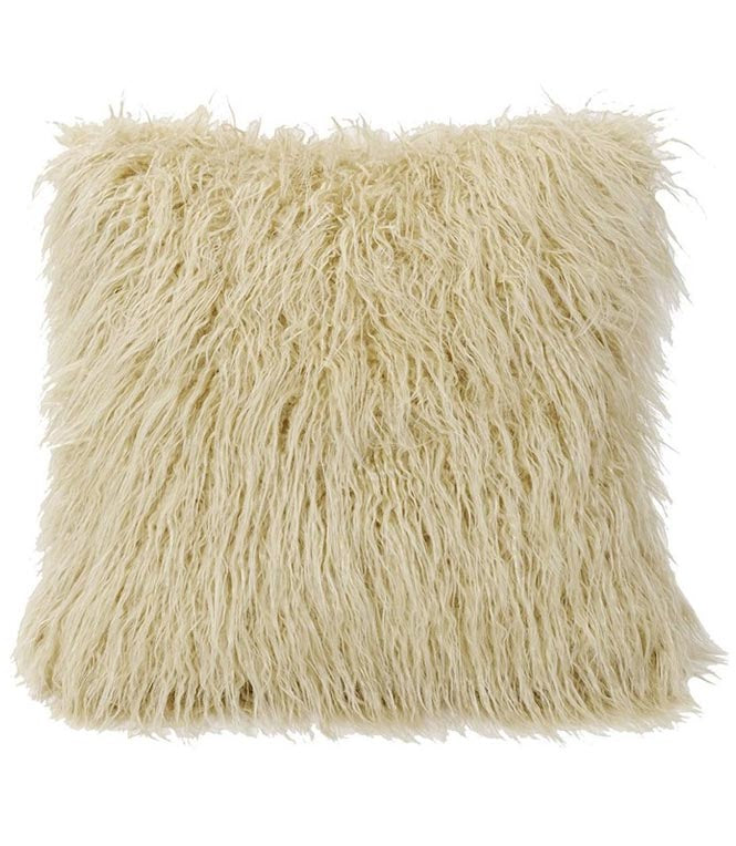 Cream Tibetan Lamb Single Sided Pillow 16" x 16" by Hudson Hides