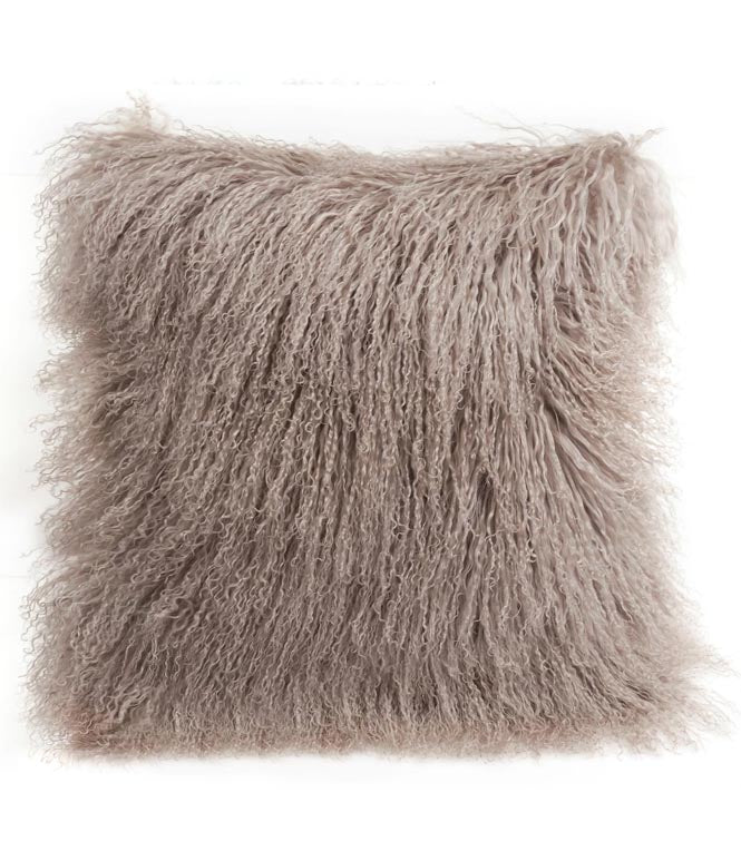 Taupe Tibetan Lamb Single Sided Pillow 16" x 16" by Hudson Hides