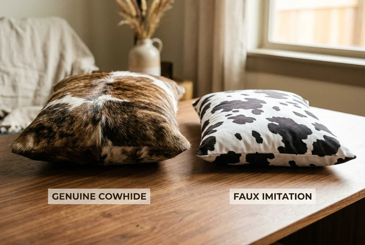 Real vs. Faux Cowhide Pillows: What You're Actually Getting