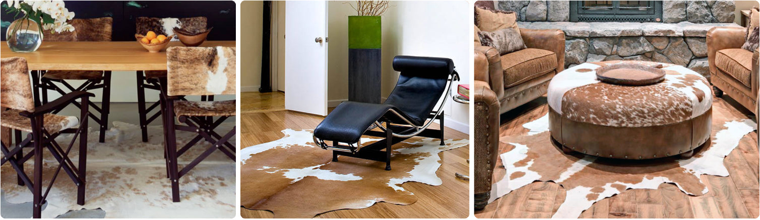Beige & White Cowhide Rugs