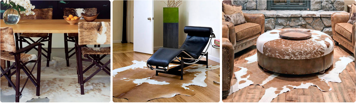 Beige & White Cowhide Rugs