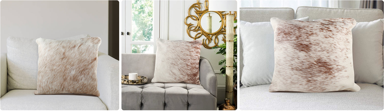 Brown with Red Cowhide Pillows
