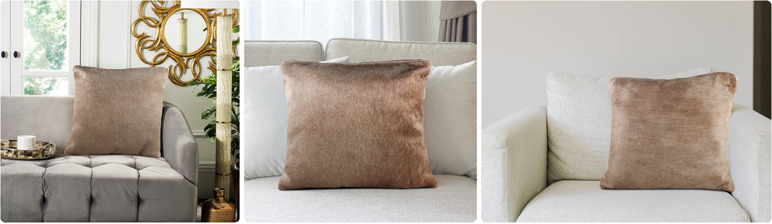 Taupe Cowhide Pillows