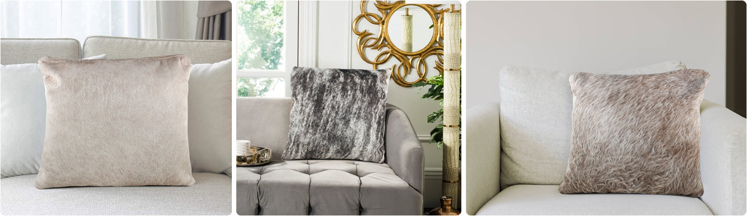 Grey Cowhide Pillows