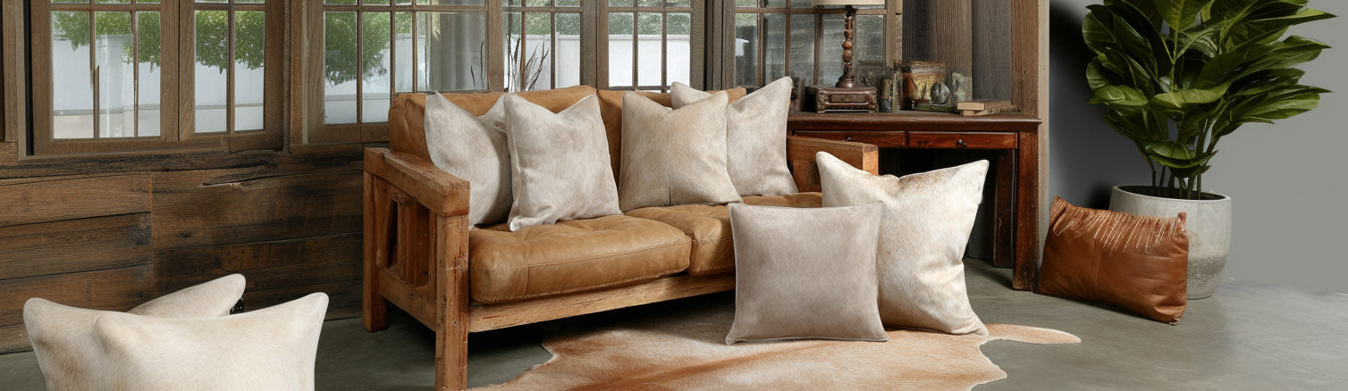 Champagne Cowhide Pillows