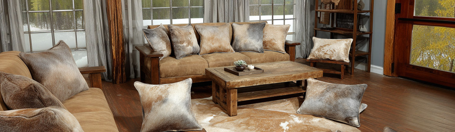 Light Brindle Cowhide Pillows
