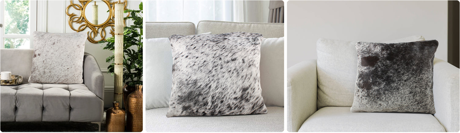 Speckled Black Cowhide Pillows