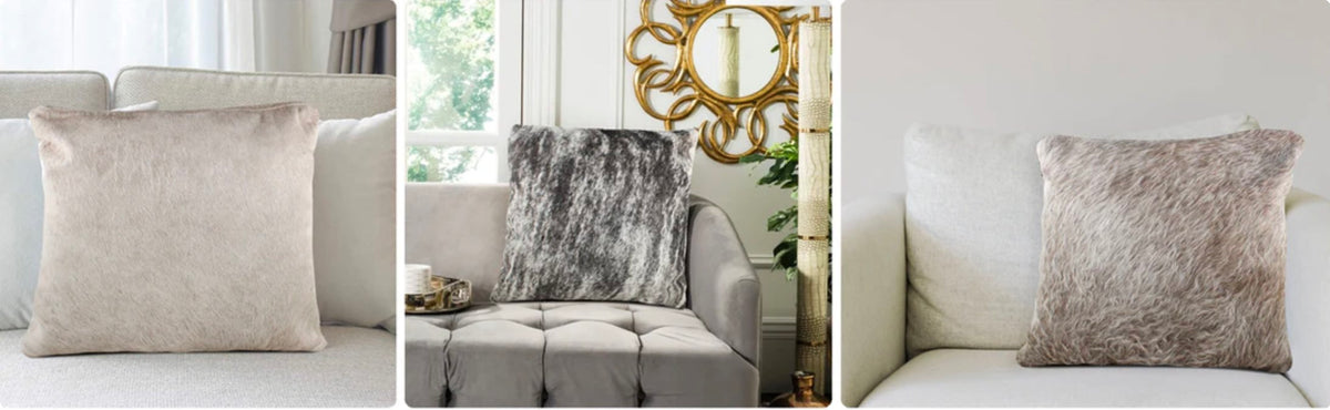 Solid White Cowhide Pillows