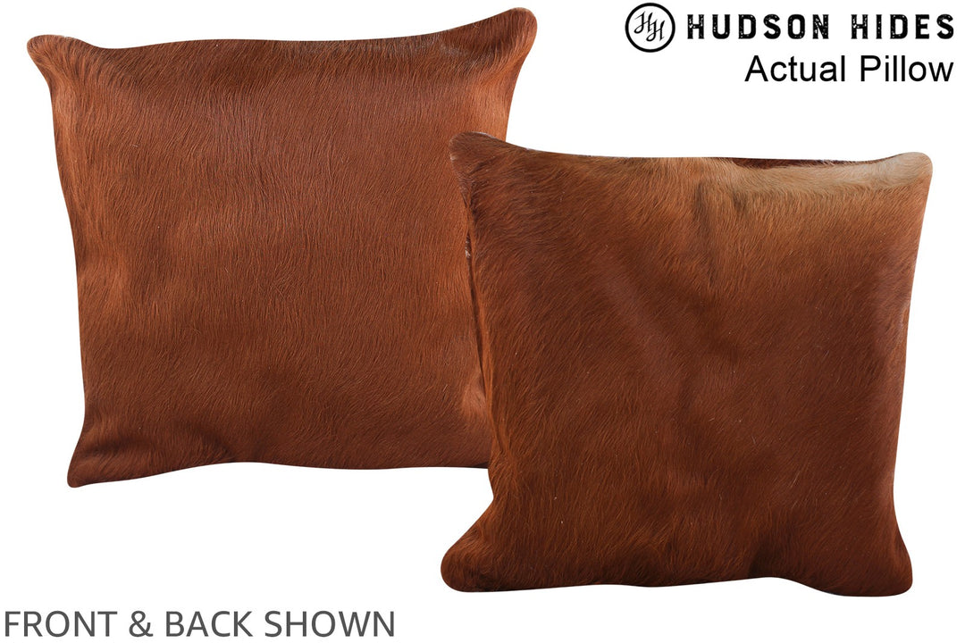 Solid Brown 16"x16" Brazilian Cowhide Pillow #A13379 by Hudson Hides