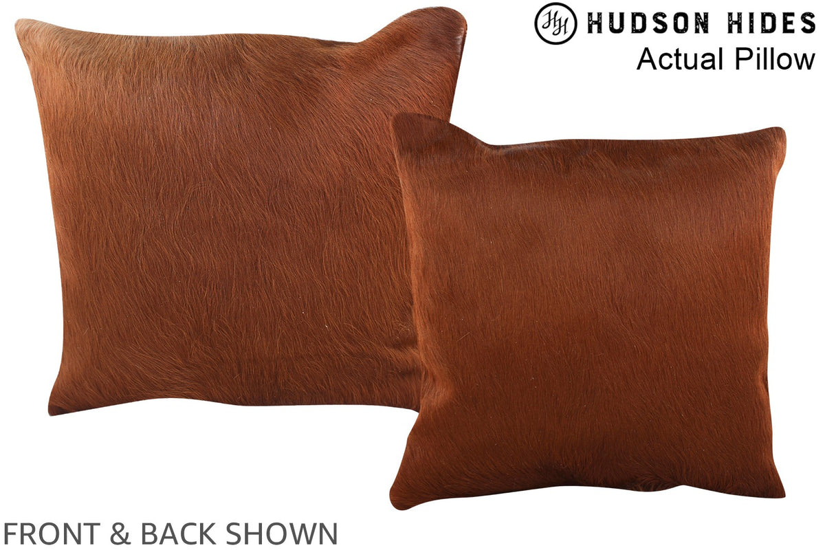 Solid Brown Cowhide Pillow #A13385