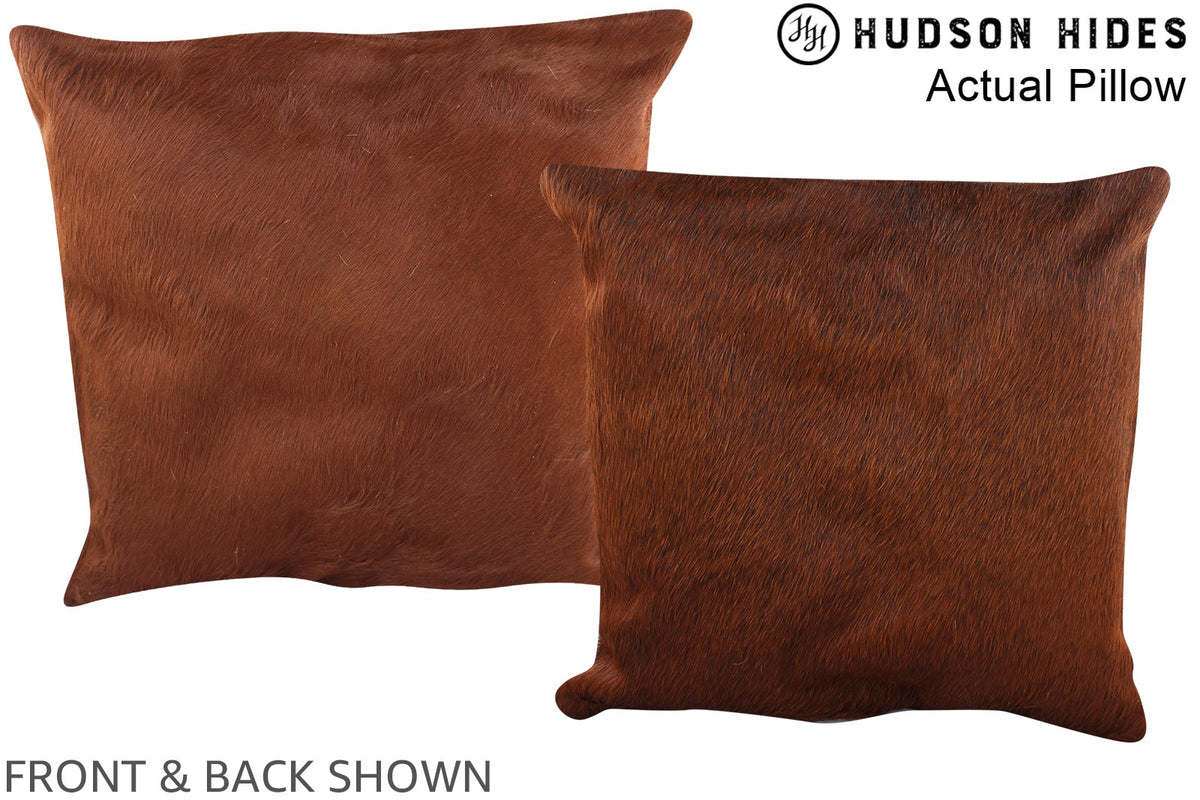 Solid Brown Cowhide Pillow #A13386