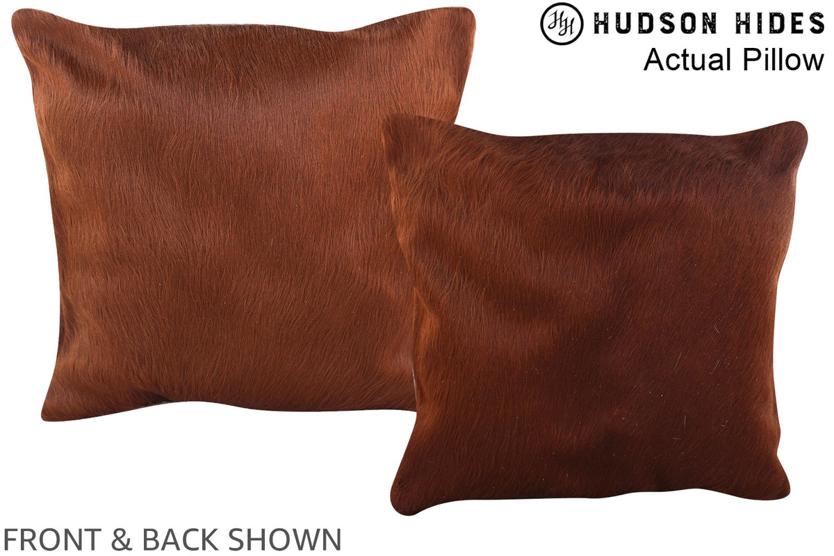 Solid Brown Cowhide Pillow #A13387