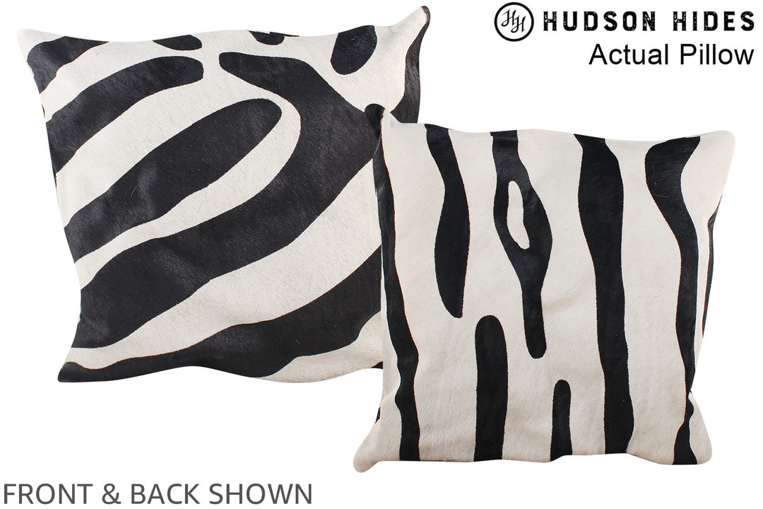 Zebra 16"x16" Brazilian Cowhide Pillow #A13395 by Hudson Hides