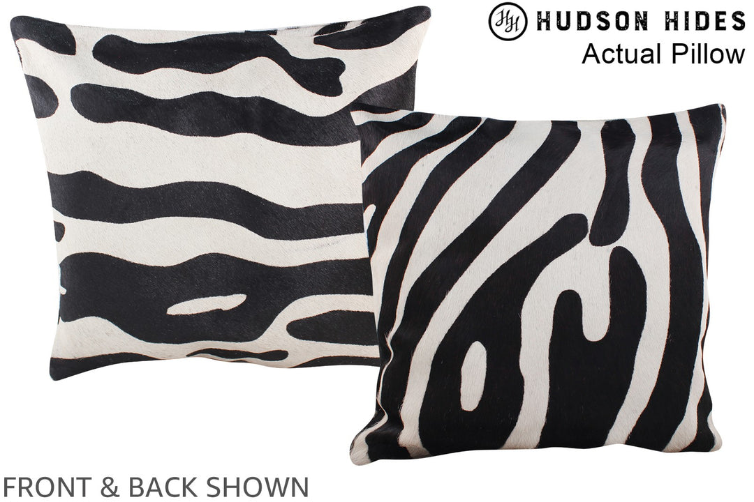 Zebra 16"x16" Brazilian Cowhide Pillow #A13398 by Hudson Hides