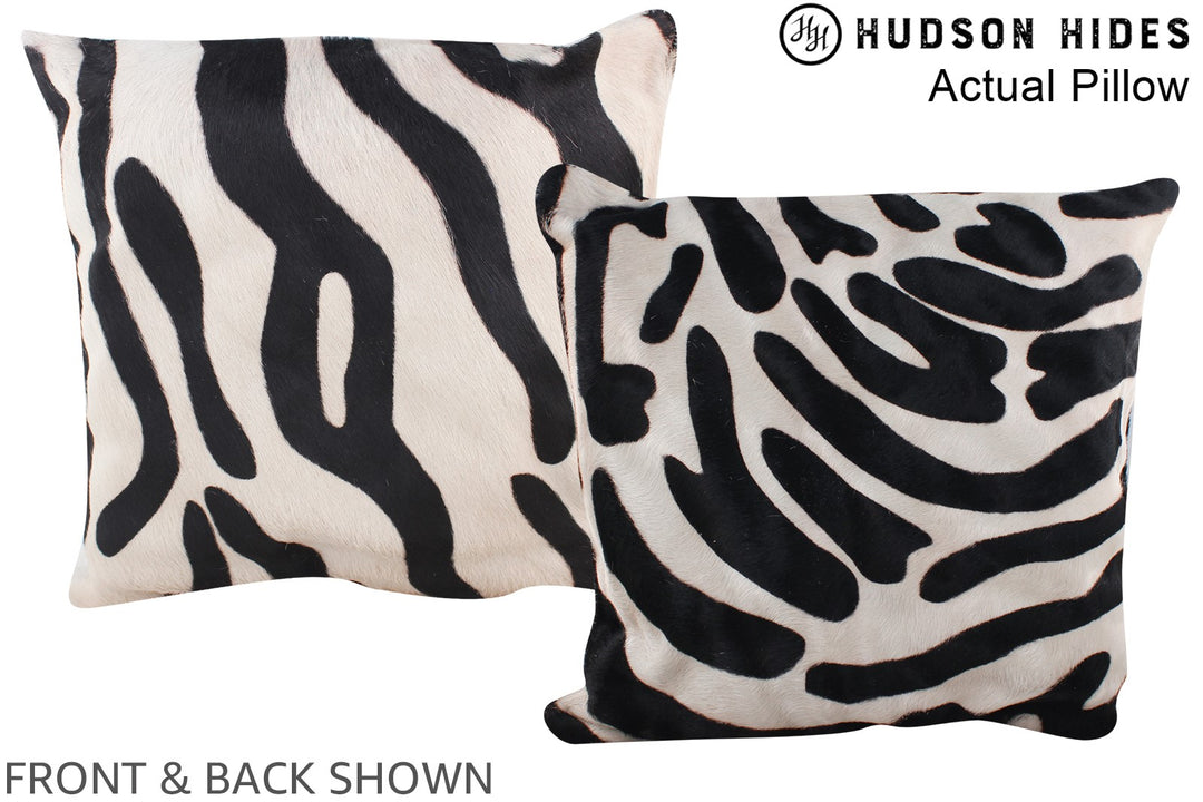 Zebra 16"x16" Brazilian Cowhide Pillow #A13402 by Hudson Hides