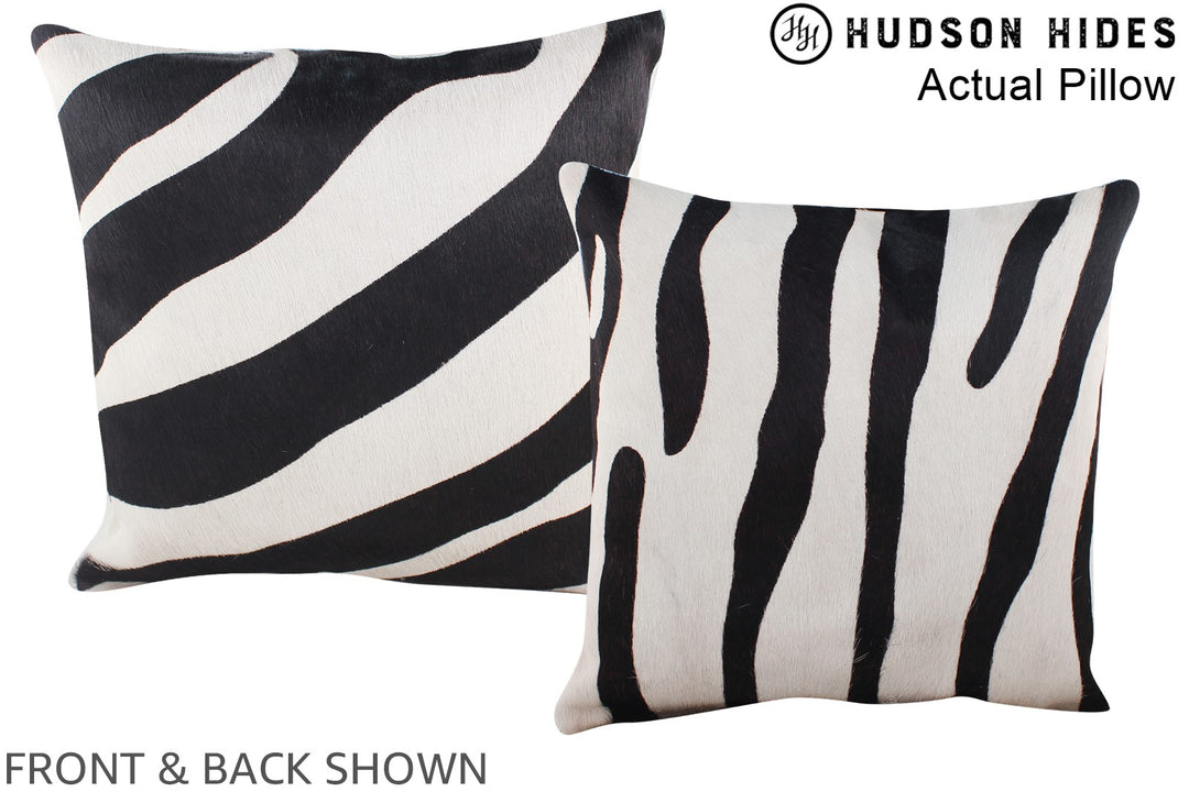 Zebra 16"x16" Brazilian Cowhide Pillow #A13403 by Hudson Hides