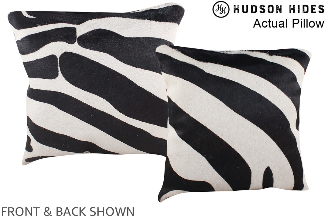 Zebra 16"x16" Brazilian Cowhide Pillow #A13407 by Hudson Hides