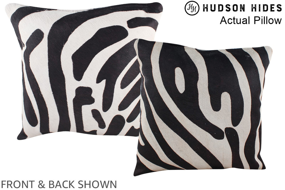 Zebra 16"x16" Brazilian Cowhide Pillow #A13417 by Hudson Hides