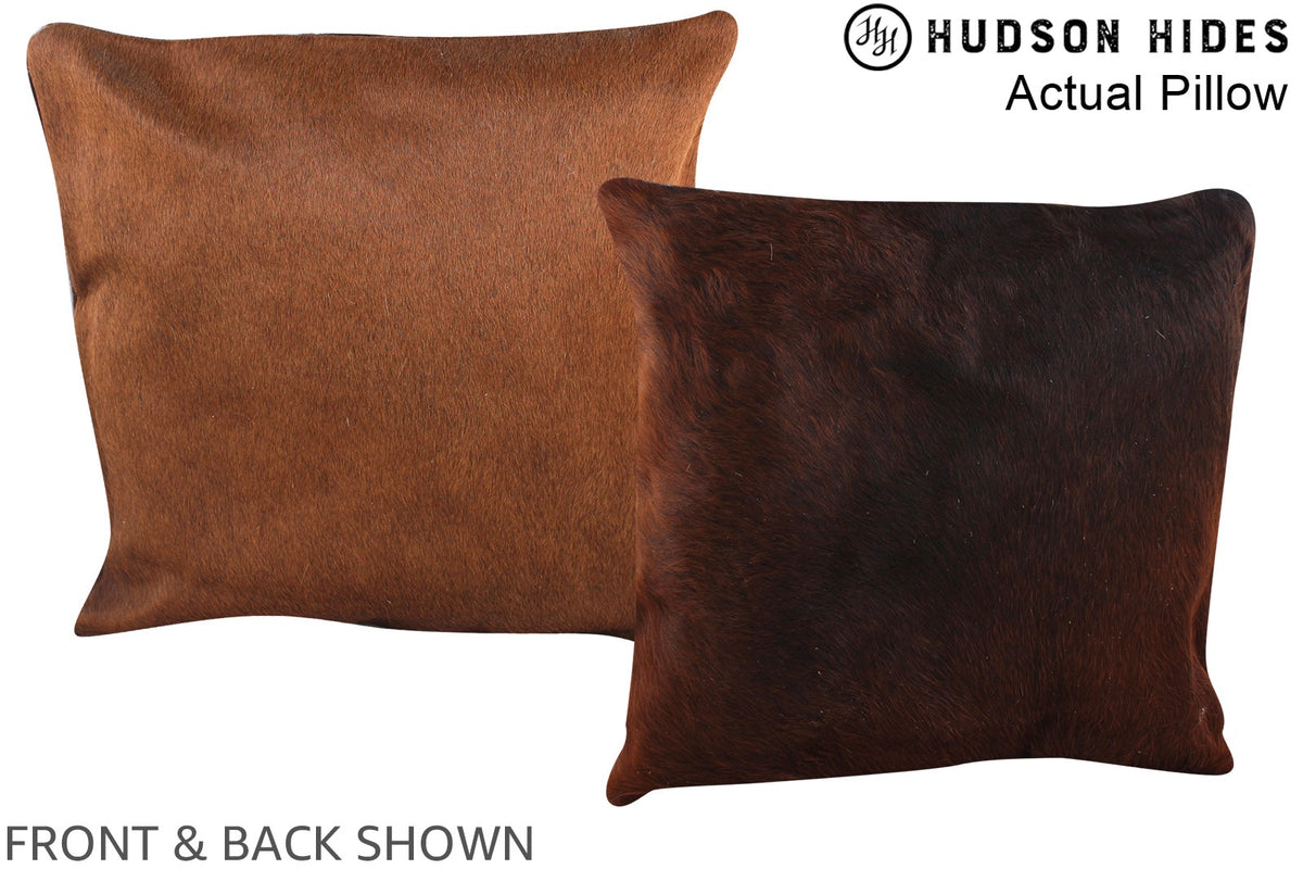 Solid Brown Cowhide Pillow #A13432