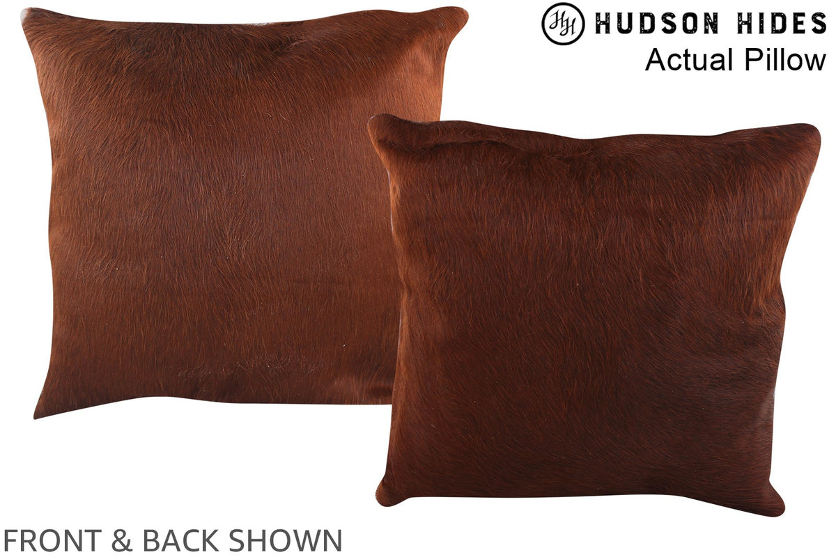 Solid Brown Cowhide Pillow #A13445
