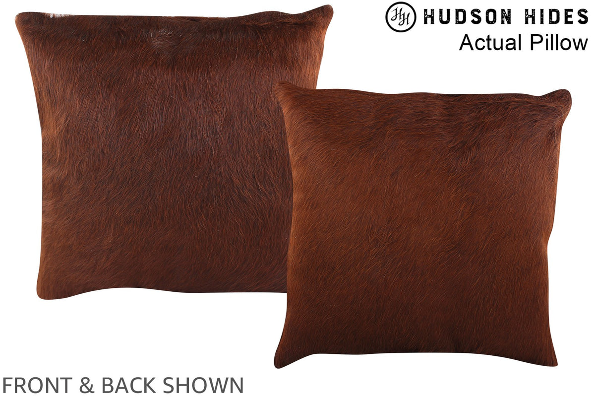Solid Brown Cowhide Pillow #A13449