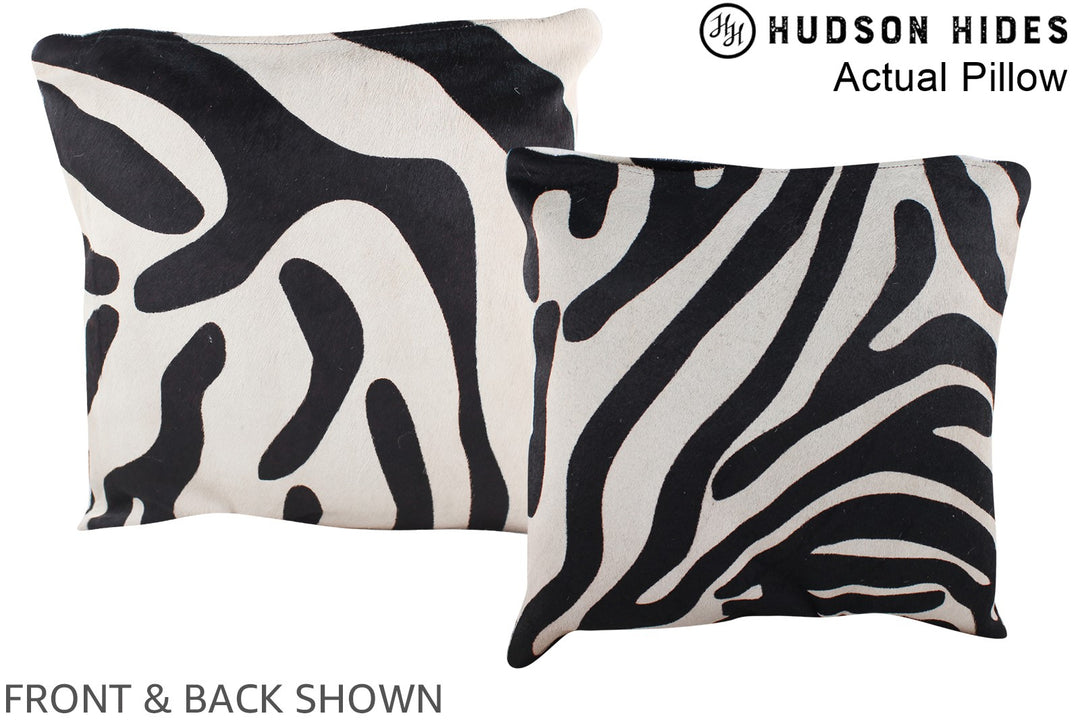 Zebra 16"x16" Brazilian Cowhide Pillow #A13482 by Hudson Hides