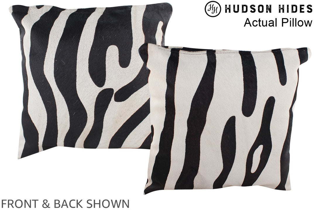 Zebra 16"x16" Brazilian Cowhide Pillow #A13484 by Hudson Hides