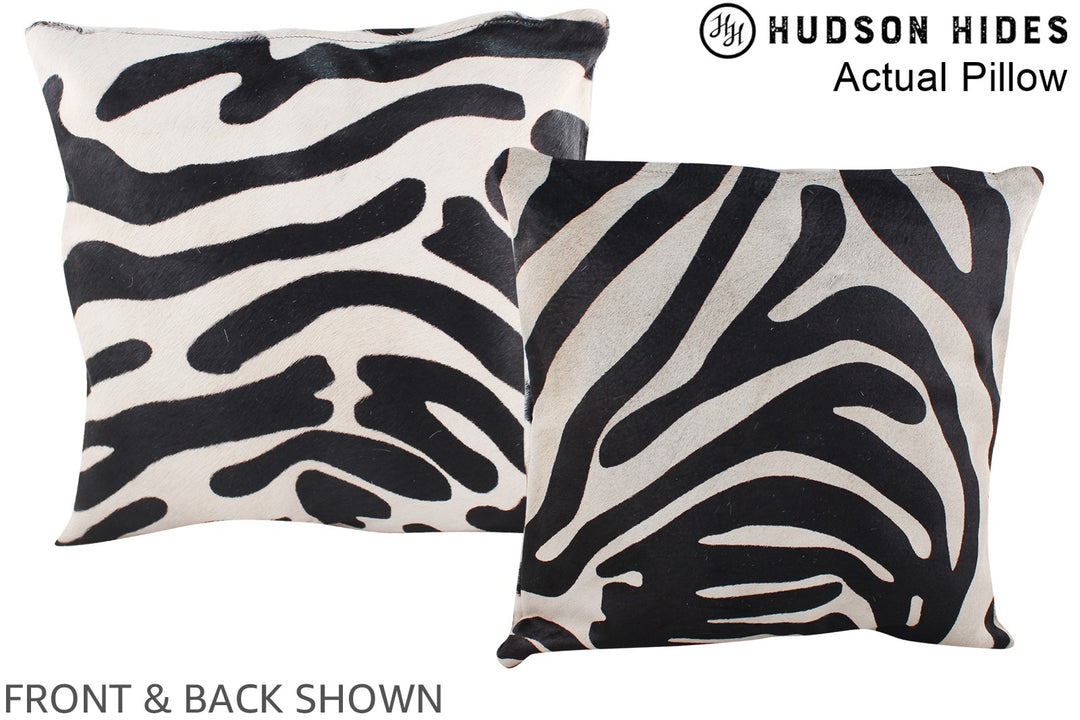 Zebra 16"x16" Brazilian Cowhide Pillow #A13485 by Hudson Hides