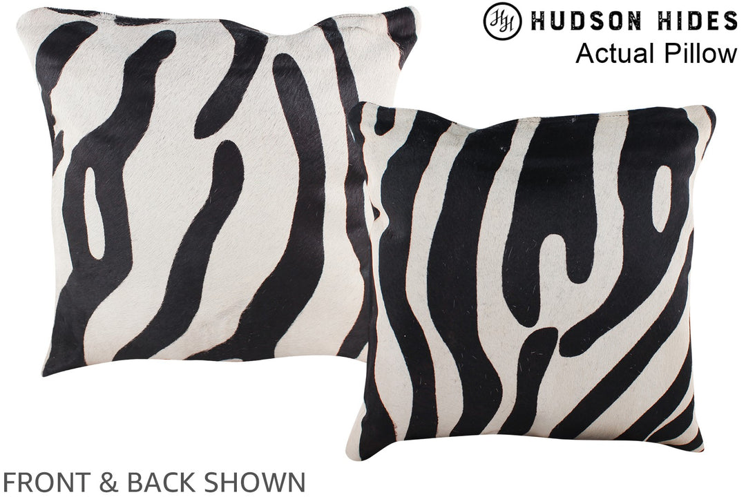 Zebra 16"x16" Brazilian Cowhide Pillow #A13486 by Hudson Hides