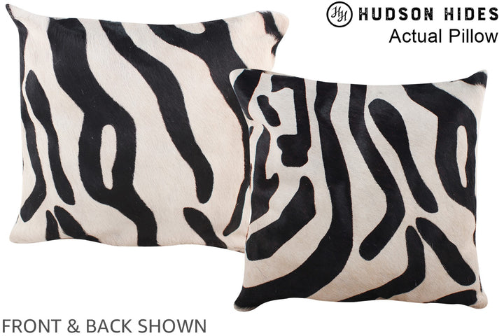 Zebra 16"x16" Brazilian Cowhide Pillow #A13514 by Hudson Hides