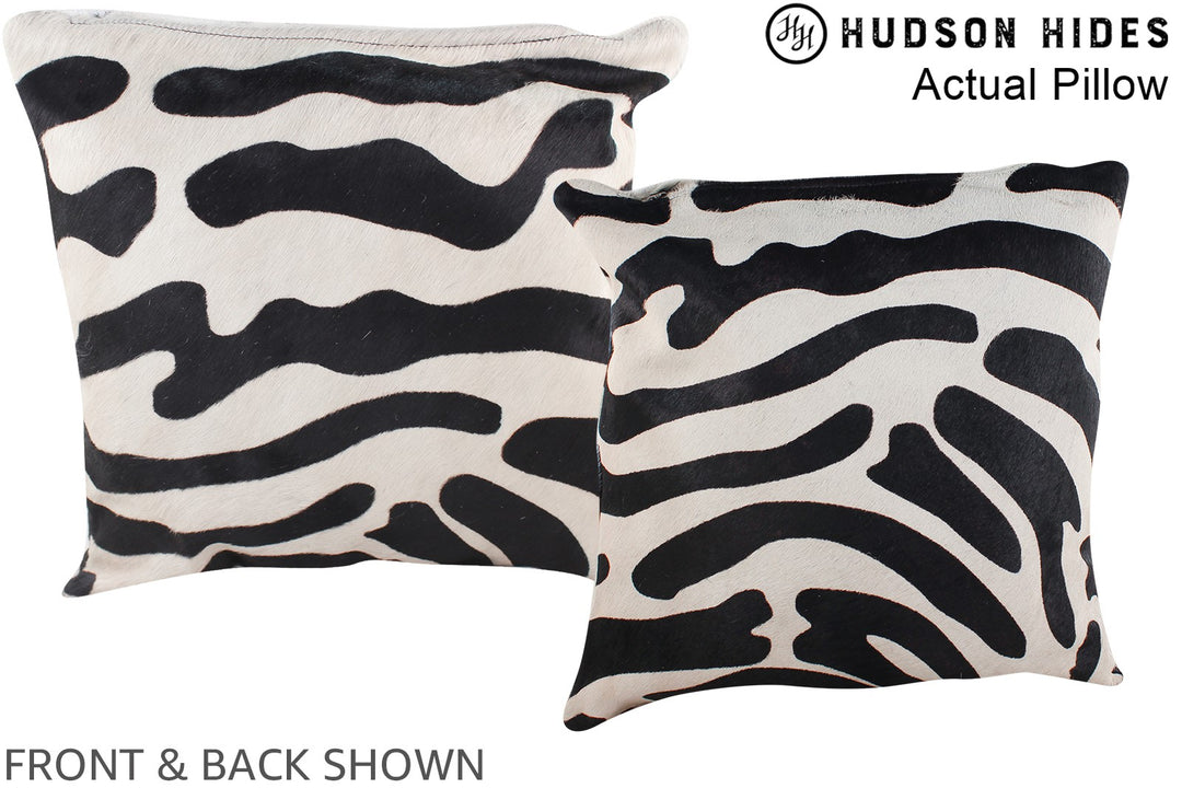 Zebra 16"x16" Brazilian Cowhide Pillow #A13515 by Hudson Hides