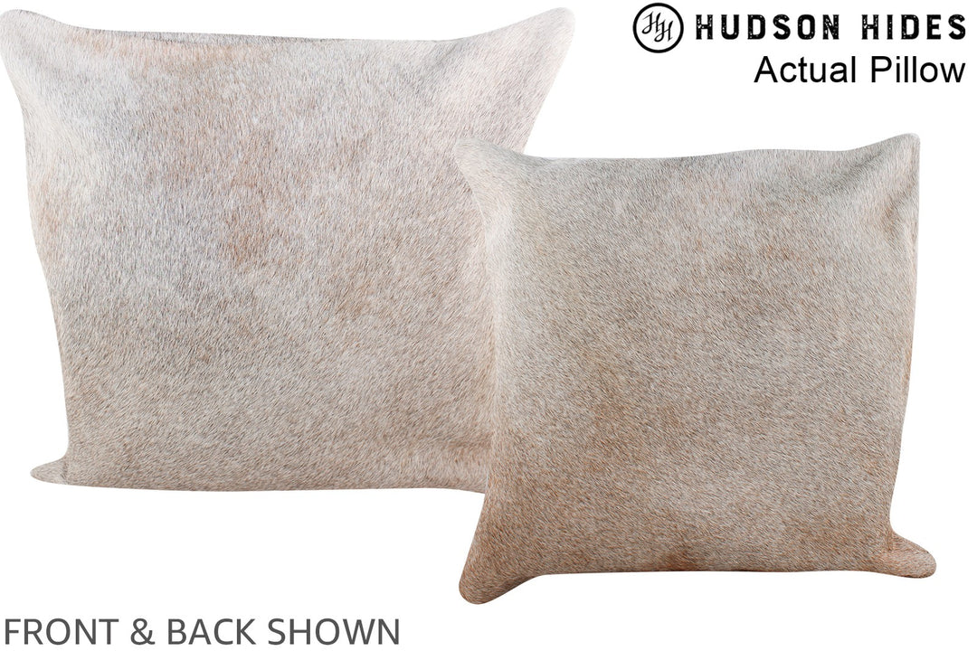 Grey with Beige 16"x16" Brazilian Cowhide Pillow #A13520 by Hudson Hid