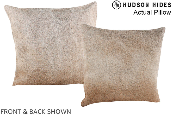 Grey with Beige 16"x16" Brazilian Cowhide Pillow #A13521 by Hudson Hides