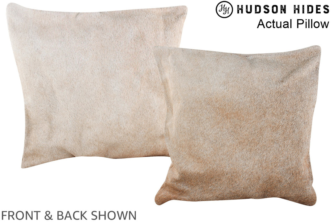 Grey with Beige 16"x16" Brazilian Cowhide Pillow #A13548 by Hudson Hid
