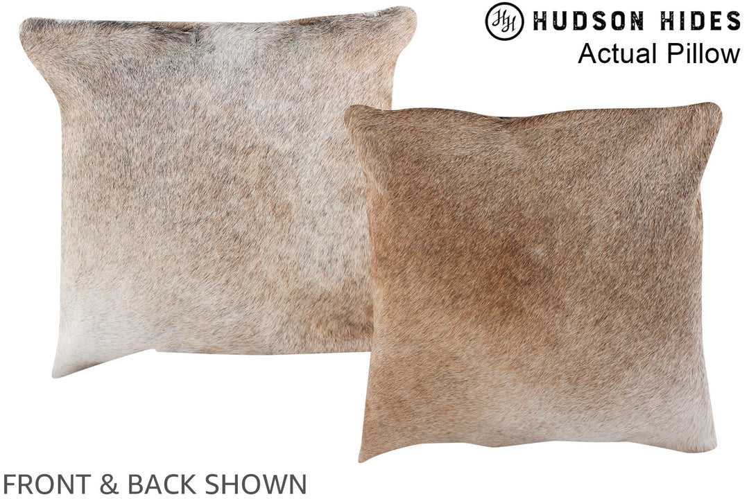 Grey with Beige 16"x16" Brazilian Cowhide Pillow #A13550 by Hudson Hid