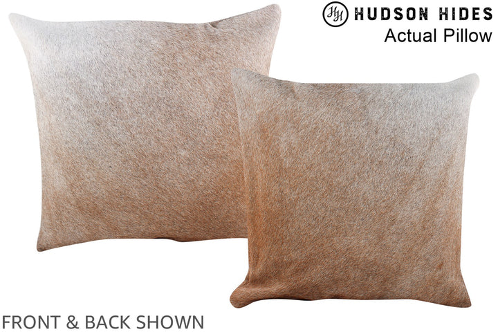 Grey with Beige 16"x16" Brazilian Cowhide Pillow #A13552 by Hudson Hides