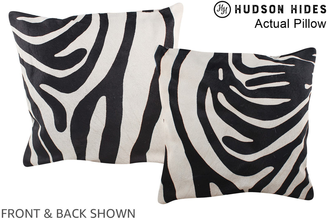 Zebra 16"x16" Brazilian Cowhide Pillow #A13557 by Hudson Hides