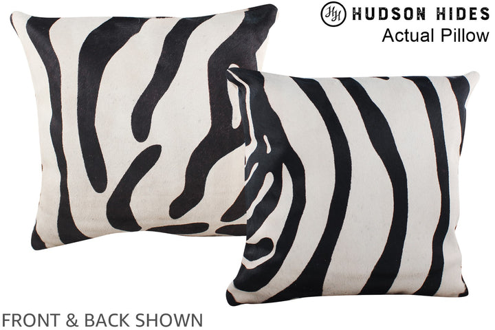 Zebra 16"x16" Brazilian Cowhide Pillow #A13689 by Hudson Hides
