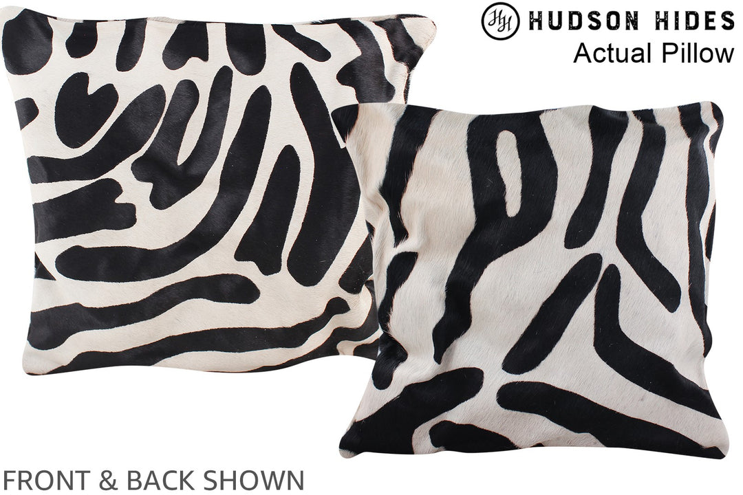 Zebra 16"x16" Brazilian Cowhide Pillow #A13693 by Hudson Hides