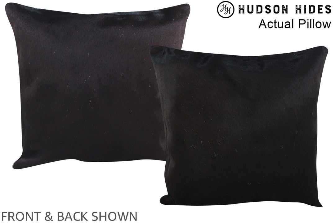 Solid Black 16"x16" Brazilian Cowhide Pillow #A13698 by Hudson Hides