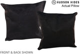 Solid Black 16"x16" Brazilian Cowhide Pillow #A13699 by Hudson Hides