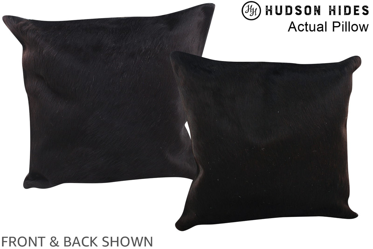 Solid Black Cowhide Pillow #A13699