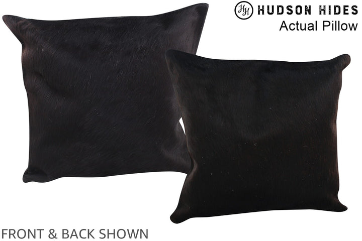 Solid Black 16"x16" Brazilian Cowhide Pillow #A13699 by Hudson Hides