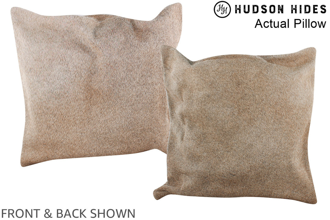 Grey with Beige 16"x16" Brazilian Cowhide Pillow #A13700 by Hudson Hid