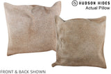 Grey with Beige 16"x16" Brazilian Cowhide Pillow #A13700 by Hudson Hides