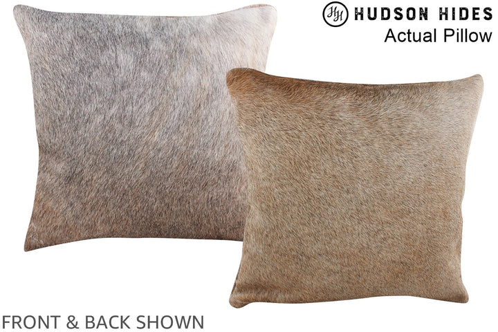 Grey with Beige 16"x16" Brazilian Cowhide Pillow #A13704 by Hudson Hides