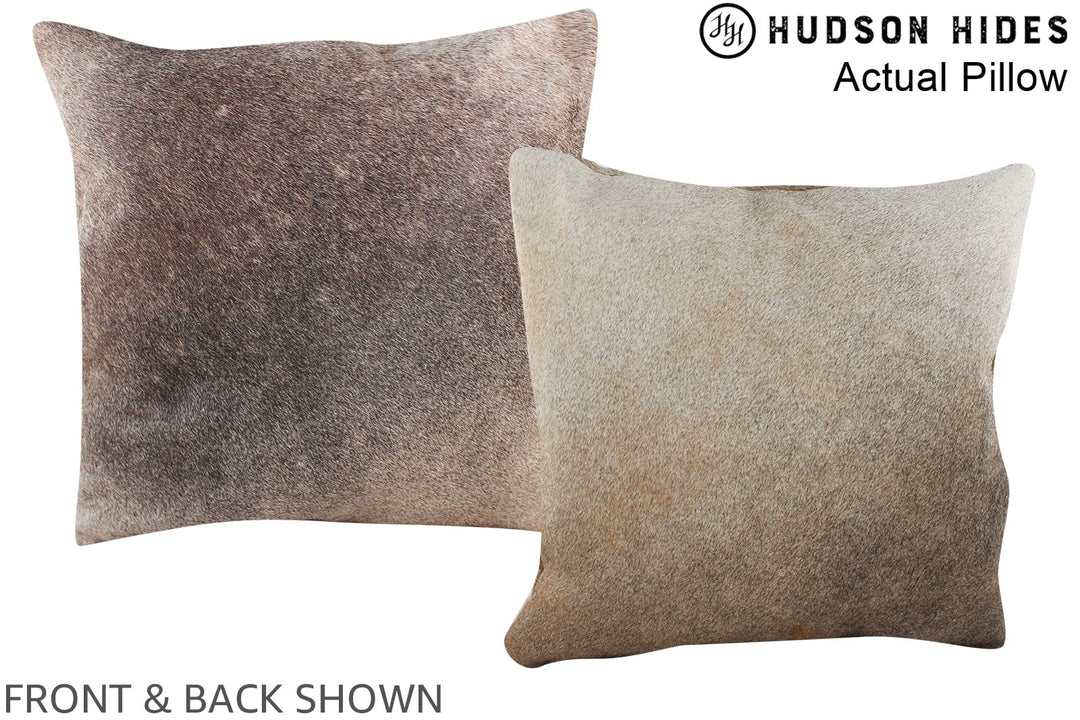 Grey with Beige 16"x16" Brazilian Cowhide Pillow #A13705 by Hudson Hid
