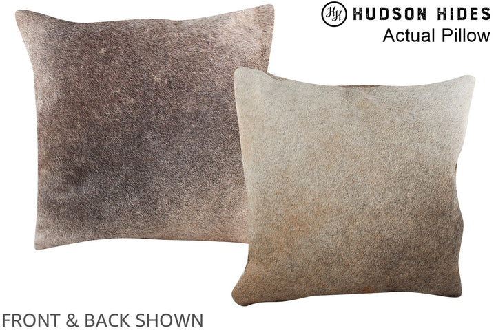 Grey with Beige 16"x16" Brazilian Cowhide Pillow #A13705 by Hudson Hides
