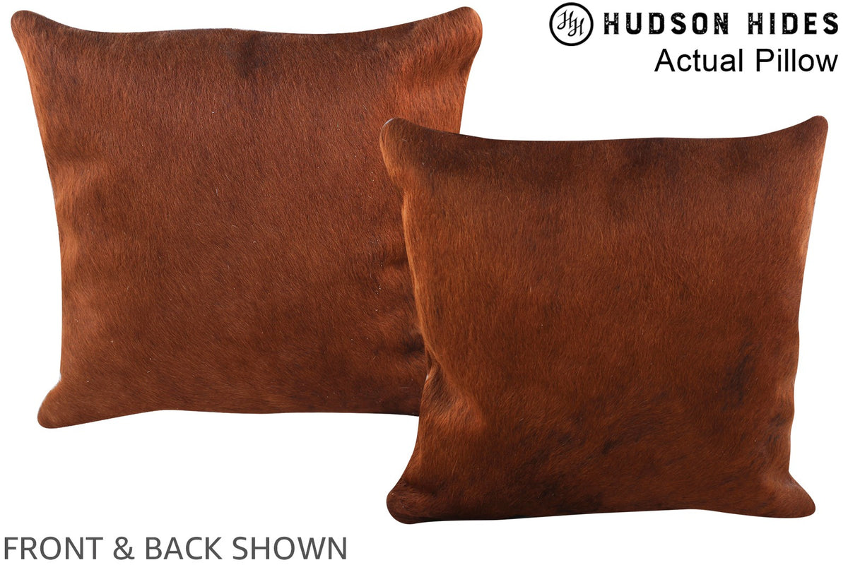Solid Brown Cowhide Pillow #A13719