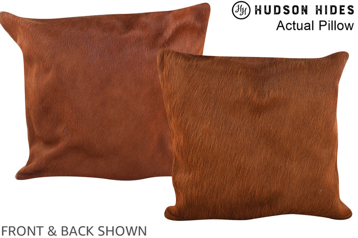 Solid Brown 16"x16" Brazilian Cowhide Pillow #A13734 by Hudson Hides